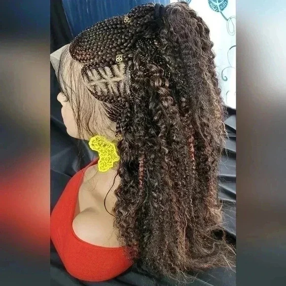 Braided wigs  100% handmade, short afro wig, stunning , colored wig, box… - Picture 17 of 17